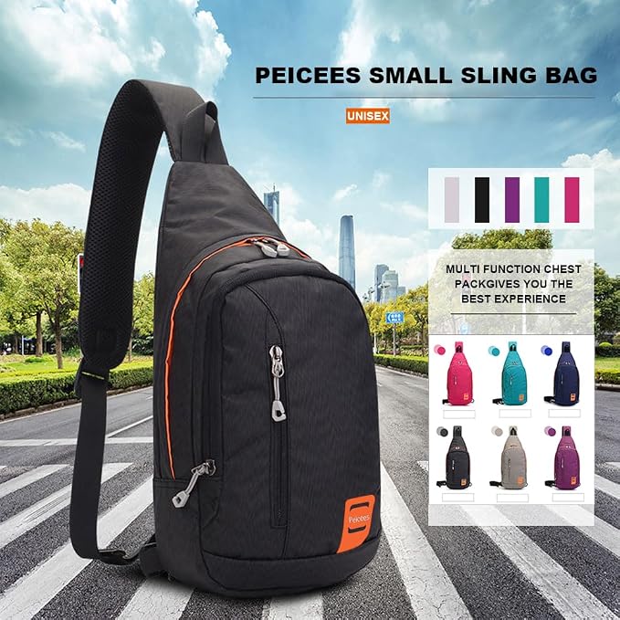 Peicees Small Sling Backpack Waterproof Unisex Shoulder Bag Chest Crossbody - Image 7