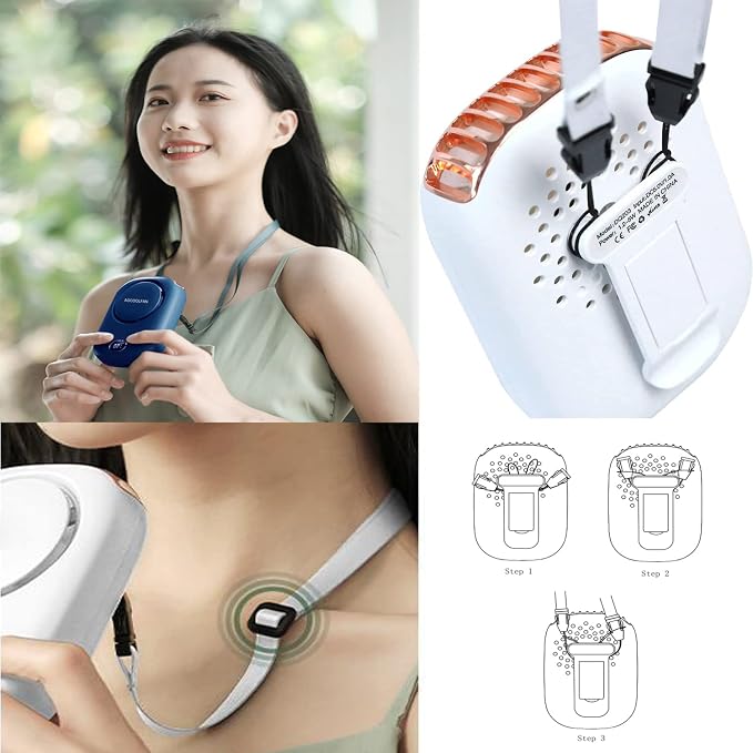 AOCOOLFAN Portable Neck Fan, Mini Small Personal Handheld Fan USB Rechargeable - Image 6