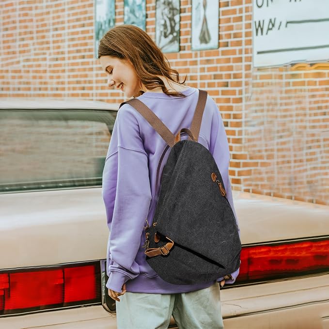 KL928 Canvas Vintage Backpack – Large Casual Daypack Outdoor Travel Rucksack - Image 7