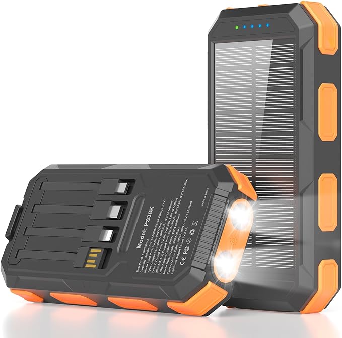 Solar Charger Power Bank 38800mAh, PD 22.5W USB-C Fast Charging Portable Charger by YELOMINSolarCharger