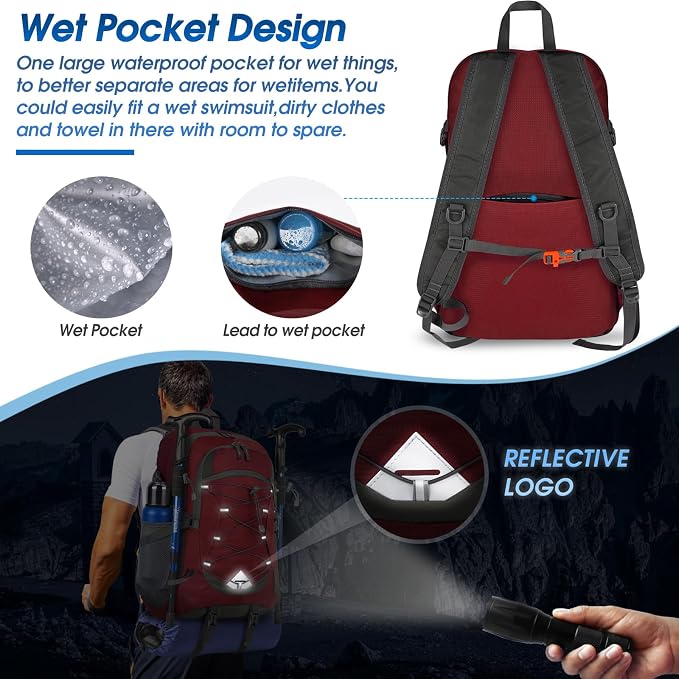 IGOLUMON Hiking Backpack 40L Packable Lightweight Camping Backpack Men Women - Image 3