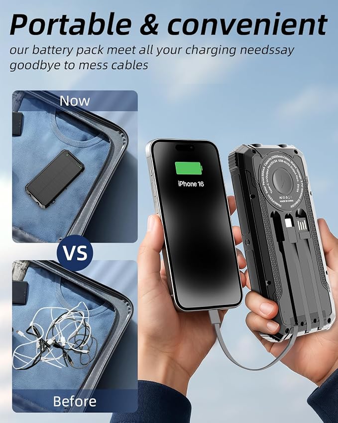 Nuynix Solar Power Bank 20000mAh, 15W Wireless Fast Charger - Image 5