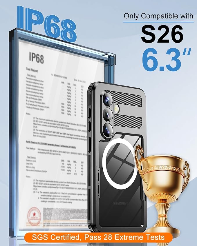 for Samsung Galaxy S26 Waterproof Case, Magnetic Heavy Duty Military Grade - Image 2