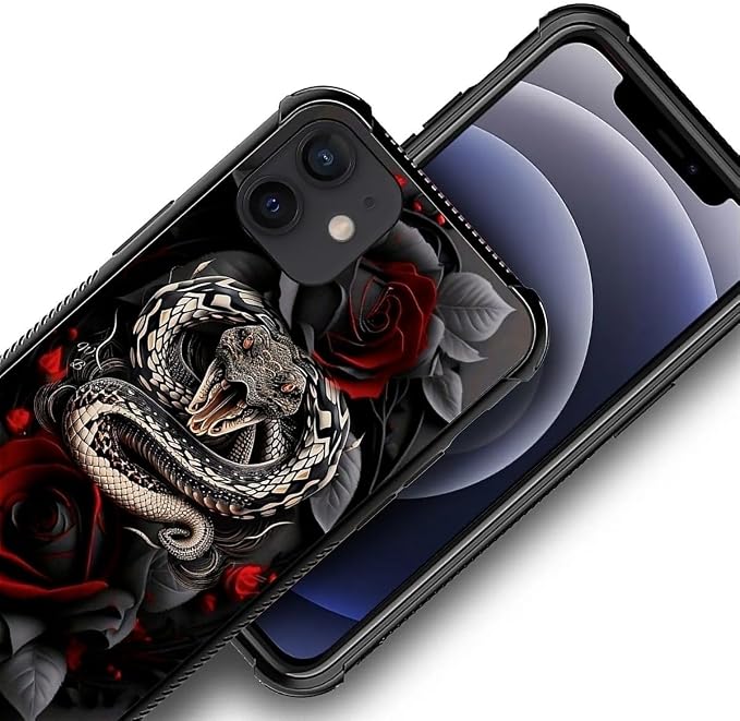 for iPhone 11 Case, Entwined Rose Snake Pattern Graphic Design Girl Boy Soft - Image 6