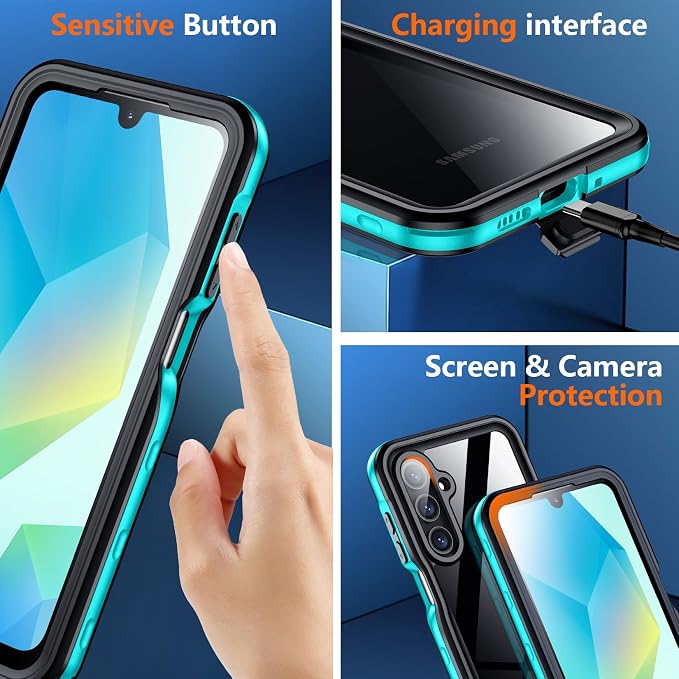 SPIDERCASE for Samsung Galaxy A16 5G Case Waterproof, Built-in Screen & Camera - Image 4