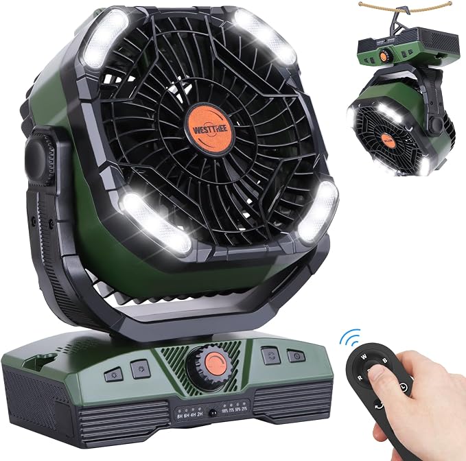 WESTTREE Camping Fan 20000mAh Rechargeable Battery Operated fan Outdoor Tent Fan by WESTTREE