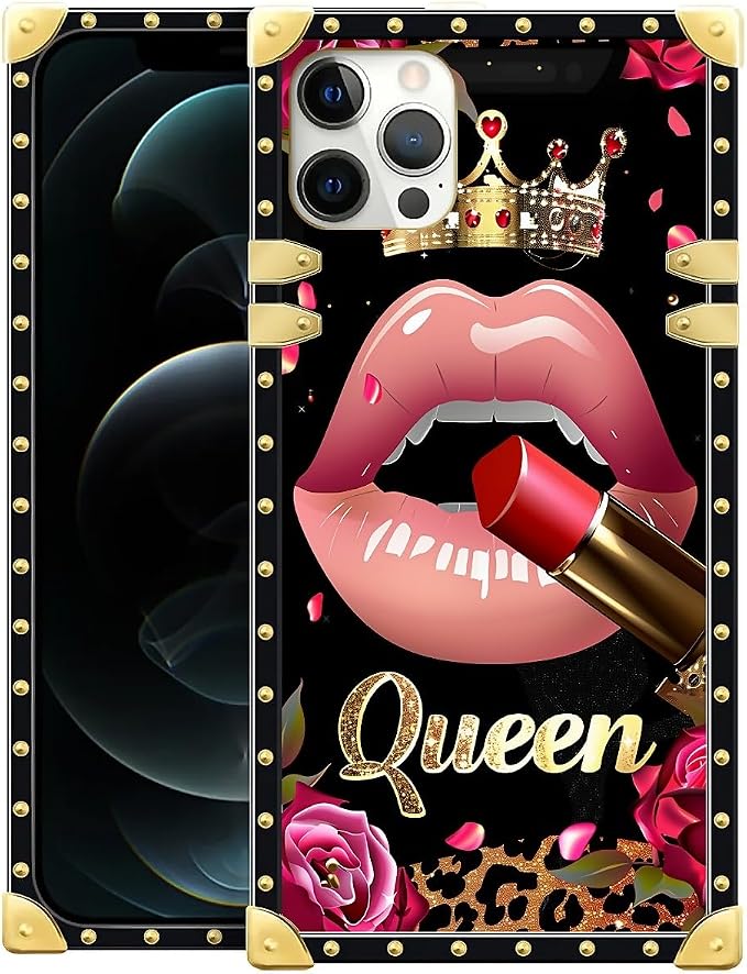 Compatible with iPhone 11 Pro Max Case, Glitter Red Rose Queen Leopard Lipstick by Unknown
