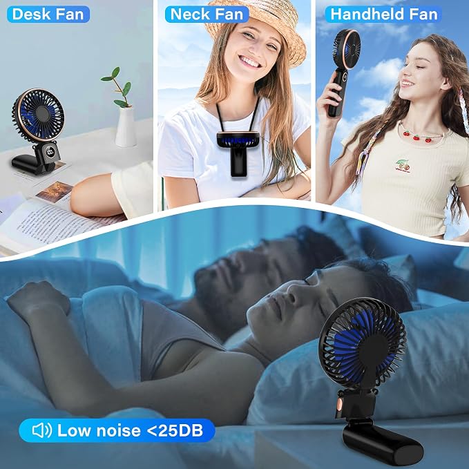 Portable Handheld Fan 5200mAh, USB Rechargeable Foldable Electric Personal - Image 6