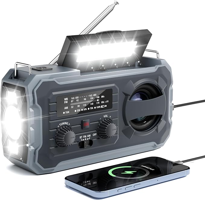 Hand Crank Emergency Radio, 10000mAh Weather Radio - Image 9