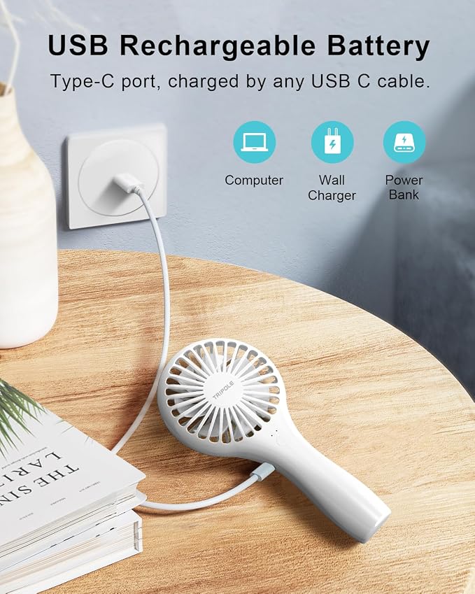 TriPole Handheld Mini Fan Battery Operated Small Personal Portable Fan Speed - Image 4