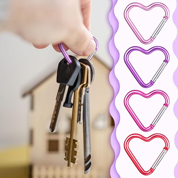Shimeyao Heart Keychain Clips Bulk, Aluminum Alloy Snap Heart Shaped Carabiner - Image 6