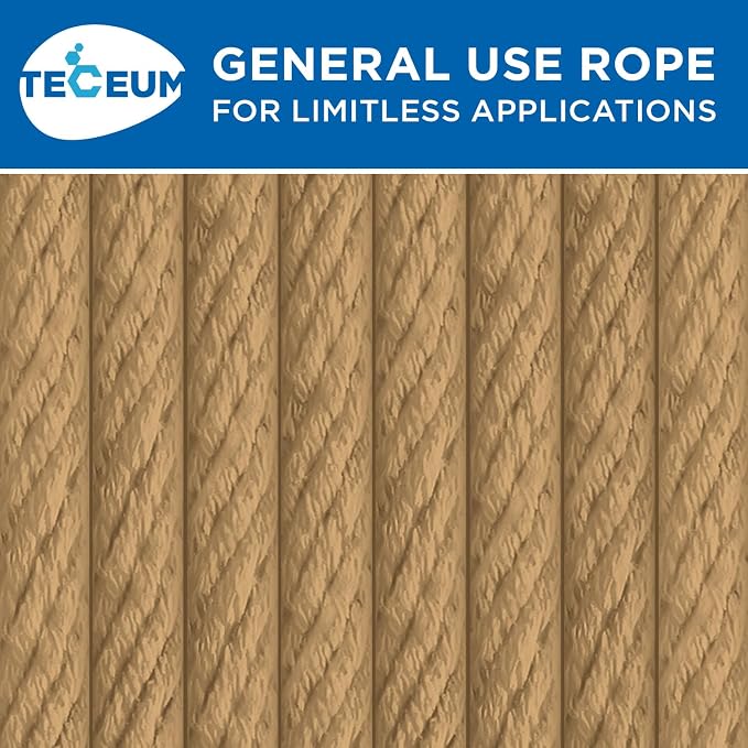 TECEUM Cotton Rope 3/16” – 50 FT – Strong All-Purpose Braided Rope – Natural - Image 9