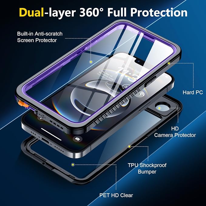 SPIDERCASE for iPhone 16e Case/iPhone 17e Case Waterproof, Built-in Screen & - Image 6
