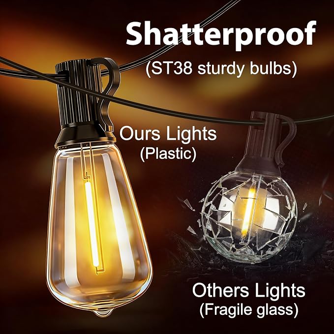 LumBelle Smart Outdoor String Lights, 50FT ST38 LED Patio Lights - Image 6