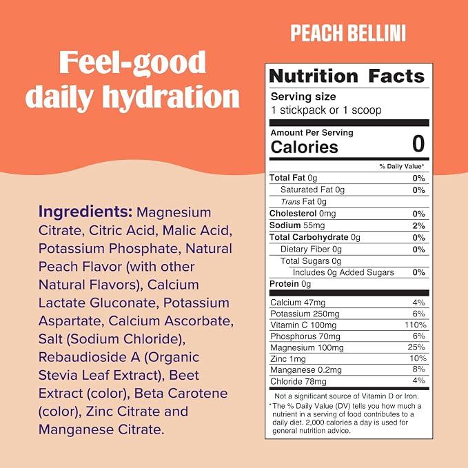 Ultima Replenisher Mocktini Electrolyte Powder Drink Mix – Sugar Free – Peach - Image 3