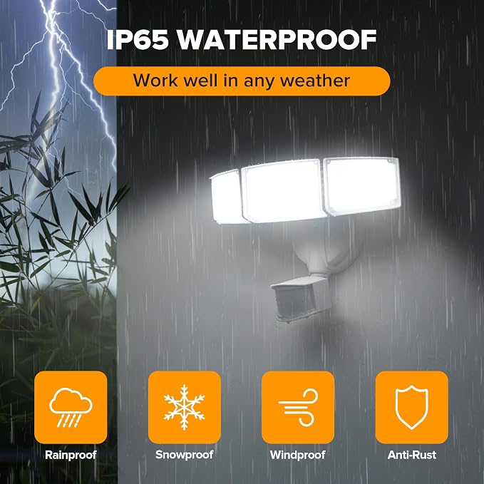 UME 49W 5500LM LED Security Lights Motion Sensor Light Outdoor, 5000K Daylight - Image 6