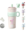 21oz Cute Bear Car Cup with Straw & Cap, Leak-Proof Portable Mug with Tea by Unknown