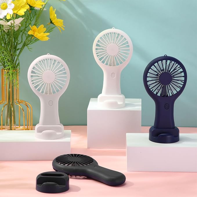 Woanger 12 Pcs Mini Handheld Fan Bulk 3 Speed USB Electric Battery Operated - Image 3
