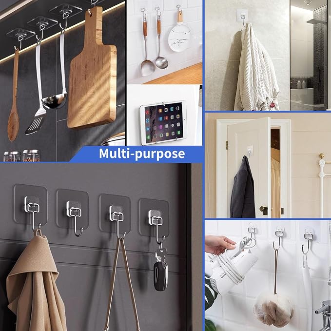 10 PCS Adhesive Wall Hooks 33lb Reusable Anti-Skid Traceless Hooks Heavy Duty - Image 4