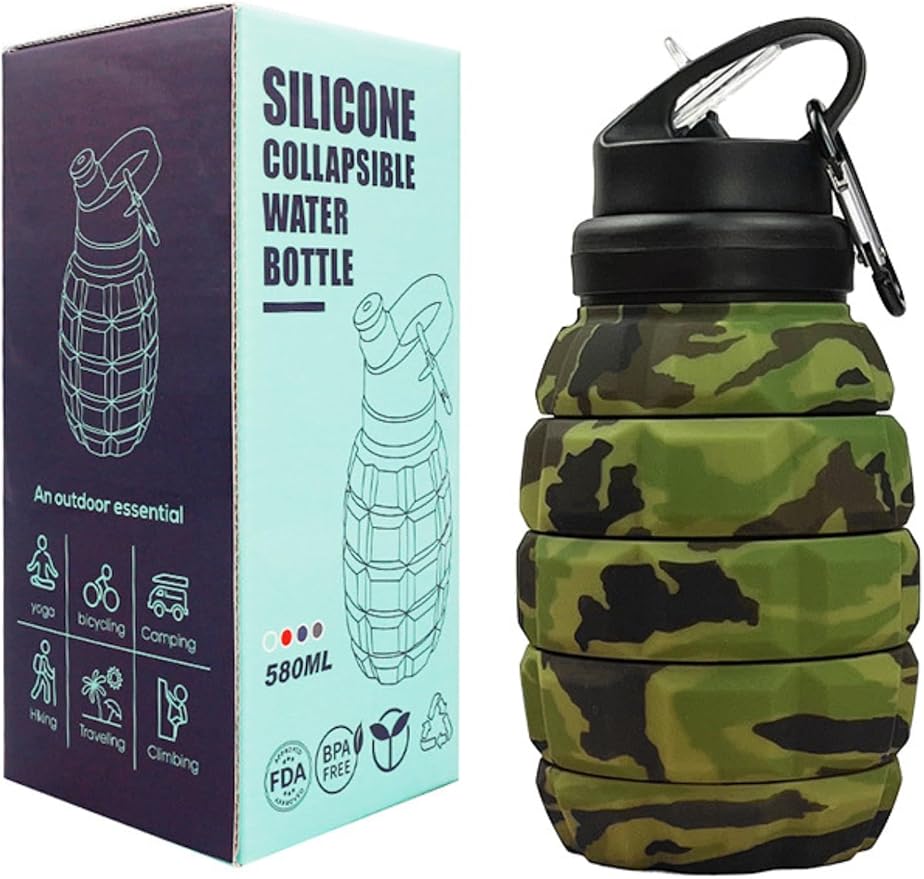 Collapsible Travel Water Bottle18oz, Reuseable Silicone Foldable Water Bottles - Image 2