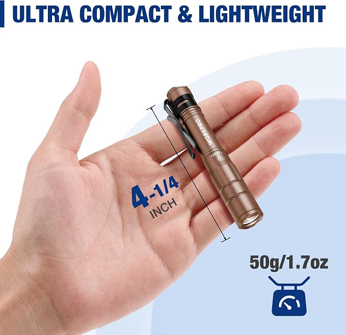 WORKPRO Rechargeable Pen Light, Mini Flashlight, 2 Pack Ultra-Compact EDC - Image 2