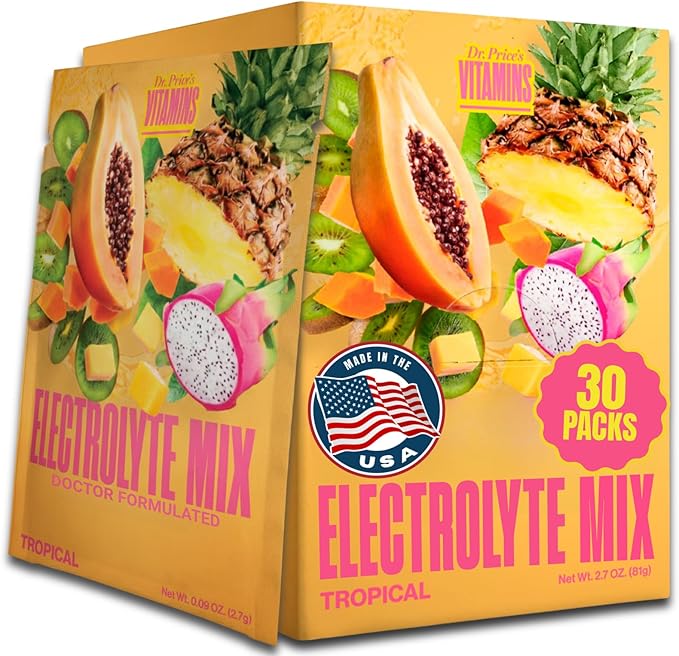 Dr. Price’s Electrolytes Hydration Powder Packets – Tropical, 30 Packs | Sugar by DrPricesVitamins