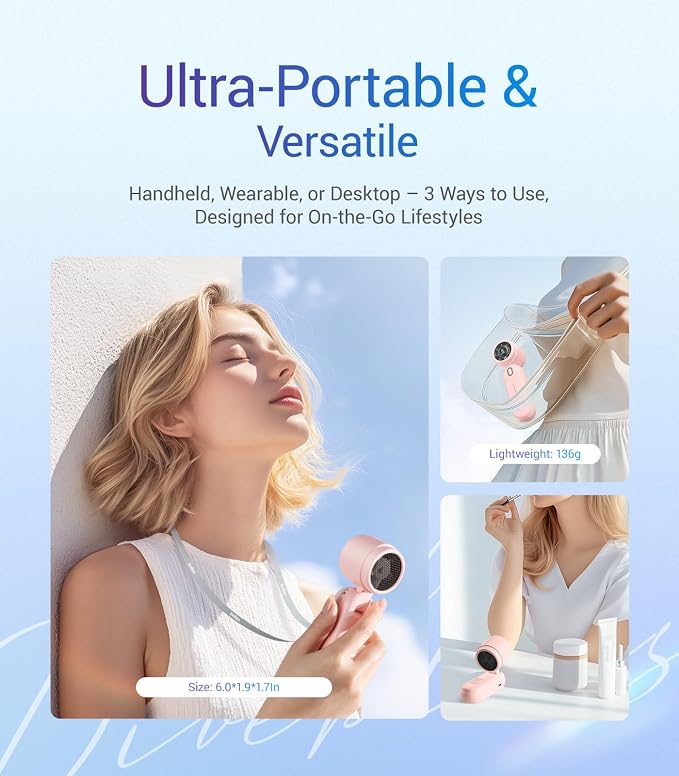 Diveblues Handheld Fan, 30ft/s Mini Portable Turbo Fan, 4000mAh Personal Fan - Image 3