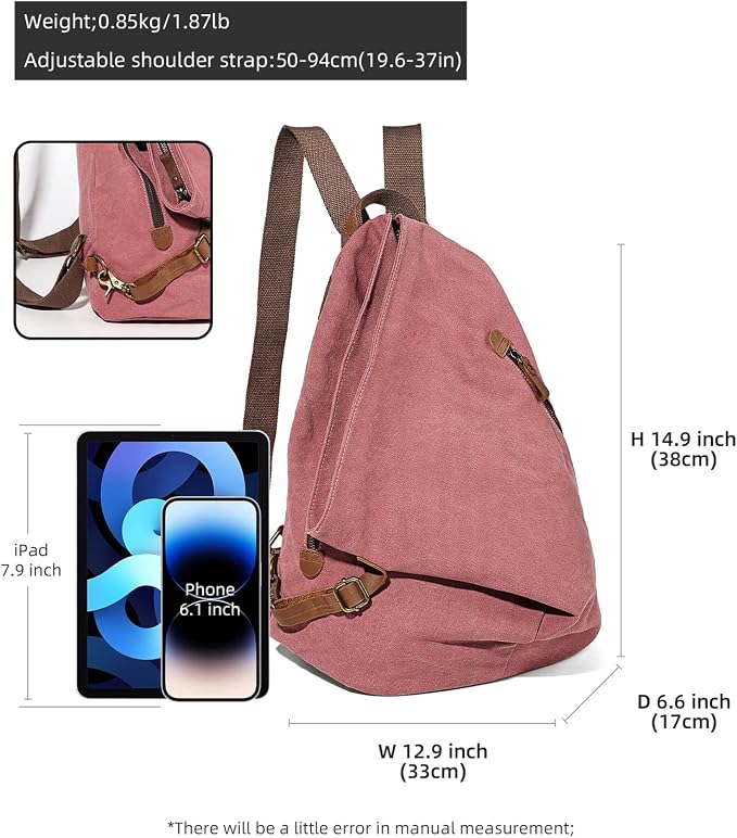 KL928 Canvas Vintage Backpack – Large Casual Daypack Outdoor Travel Rucksack - Image 2