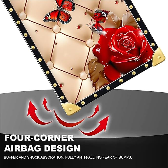 Compatible with iPhone 16 Case, Shining Red Rose Butterfly Leather Background - Image 7