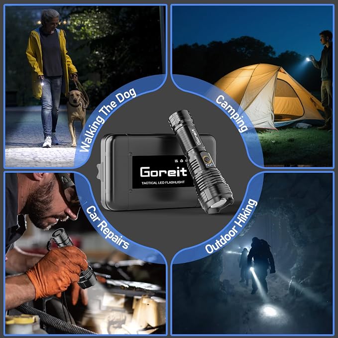 Flashlights LED High Lumens Rechargeable, Goreit 20, 000 Lumens XHP70.2 Super - Image 9