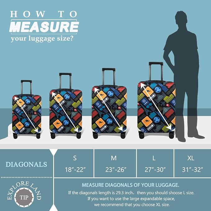 Explore Land Travel Luggage Cover Suitcase Protector Fits 31-32 Inch Case - Image 5