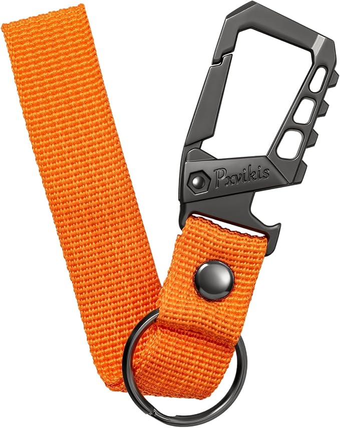 Metal heavy duty key chain carabiner clip bottle opener wrist lanyard ring car by Unknown