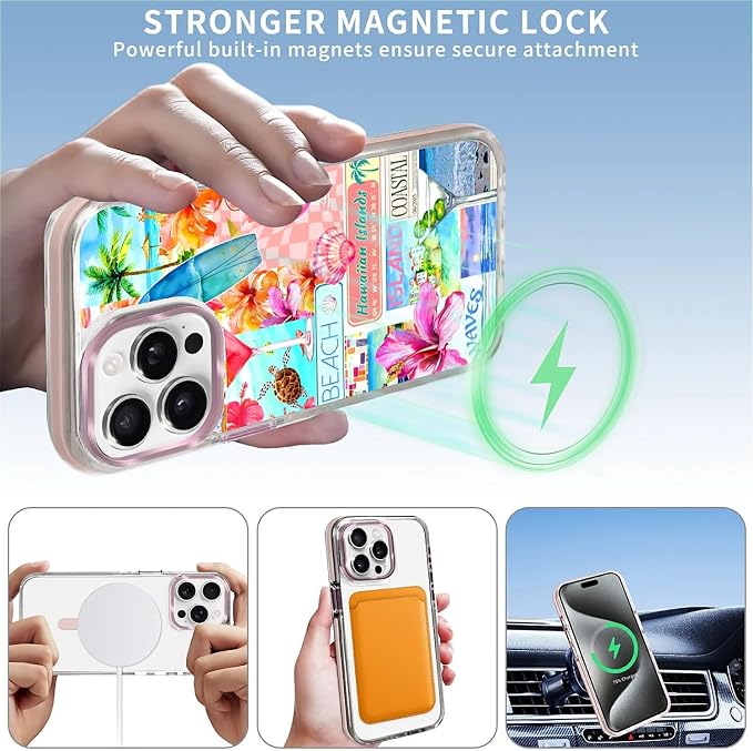 Case for iPhone 14 Pro, Coastal Beach Cover Coquette Collage Phone Case - Image 3