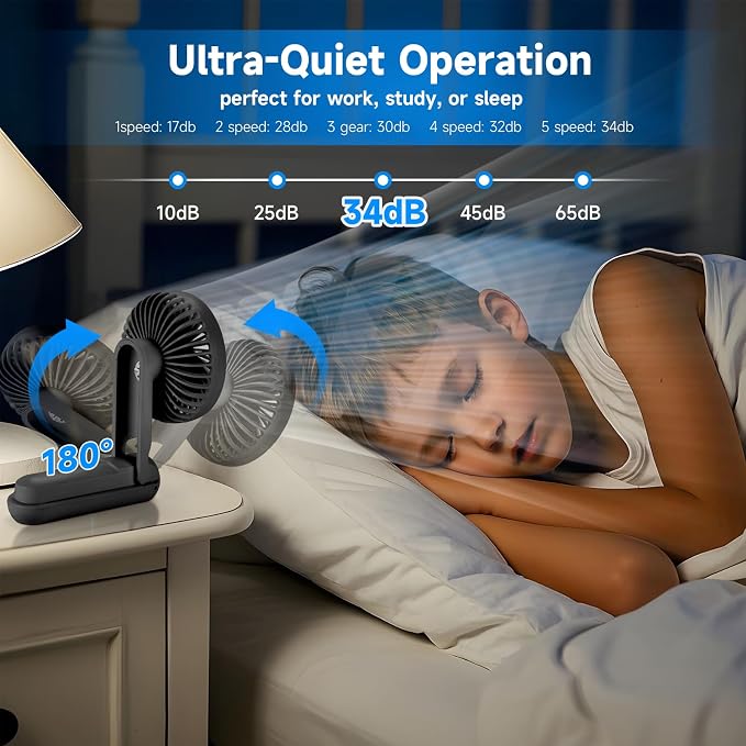 Portable Handheld Fan, 180° Foldable Personal Fans, USB Rechargeable Mini Hand - Image 5