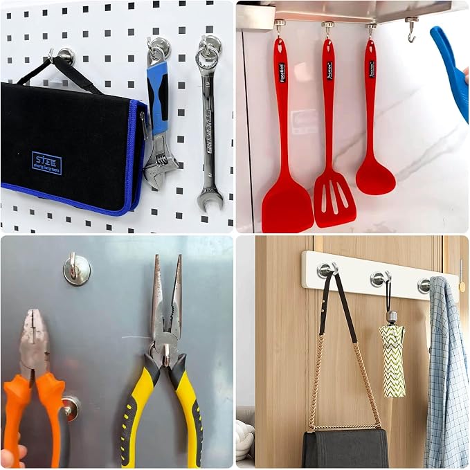 14Pack Magnetic Hooks, 100lbs+ Strong Magnetic Hooks Heavy Duty Rare Earth - Image 7