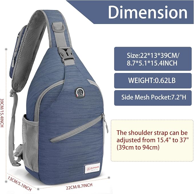 ZOMAKE Sling Bag, Small Crossbody Sling Backpack, Water Resistant Shoulder - Image 2
