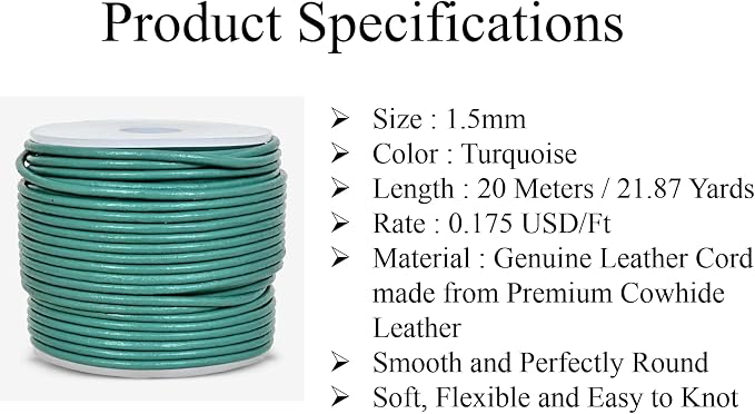 GENIQUE Real/Genuine Round Leather String Cord - Image 3