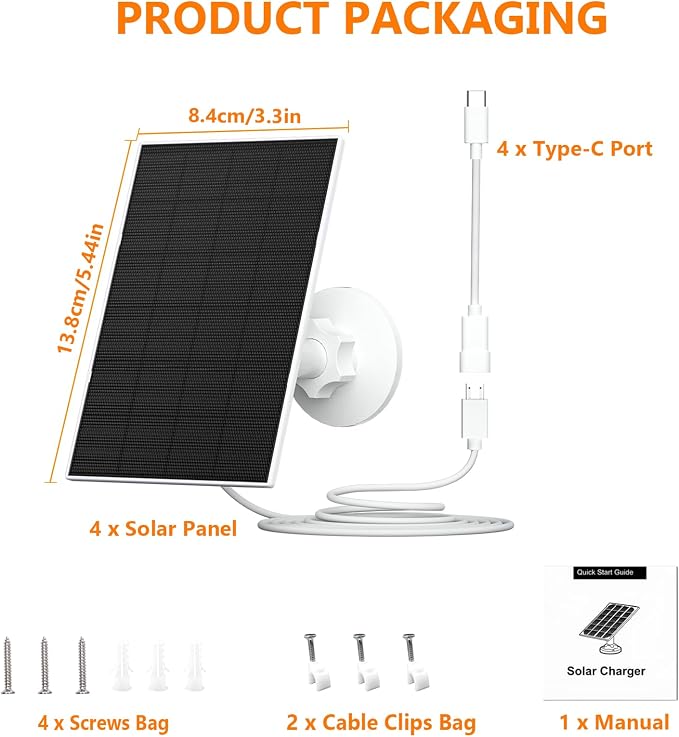 Zivif Solar Panel Charger for Security Cameras, 2W Solar Panel - Image 7