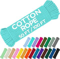 TECEUM Cotton Rope 3/16” – 50 FT – Strong All-Purpose Braided Rope – Natural by TECEUM