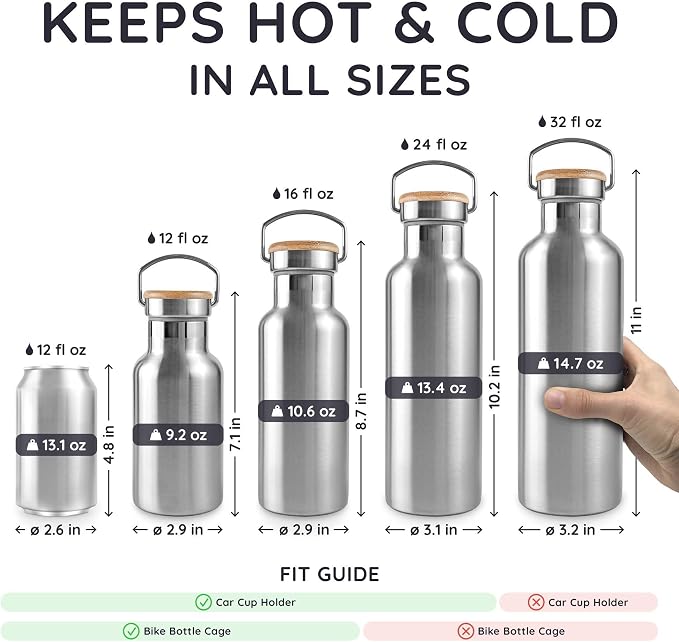 Bambaw 24 oz Metal Water Bottle, Insulated Stainless Steel Water Bottle - Image 5