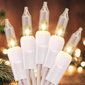 Meteds Christmas Lights 50 Count Clear Mini Lights White Wire UL Certified by Meteds