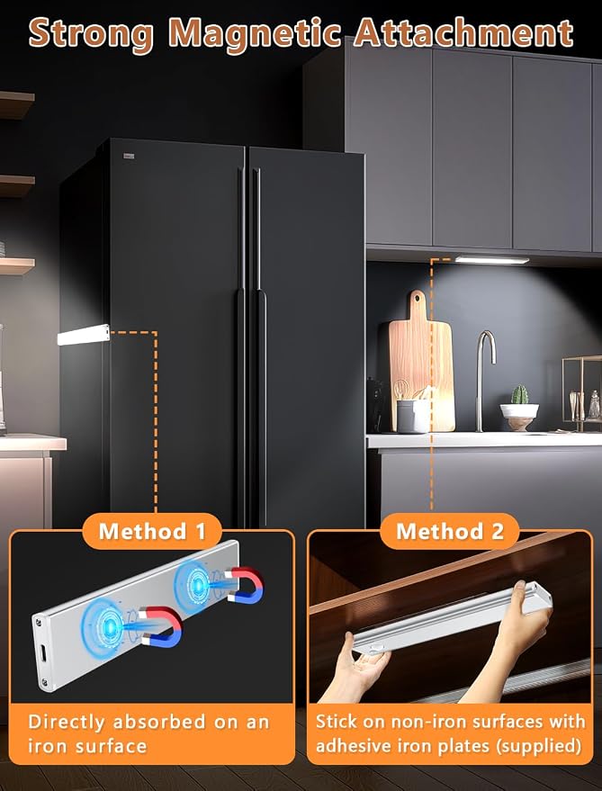 Under Cabinet Rechargeable Lighting: 8 Inch Motion Sensor Dimmable Lights Indoor - Image 5