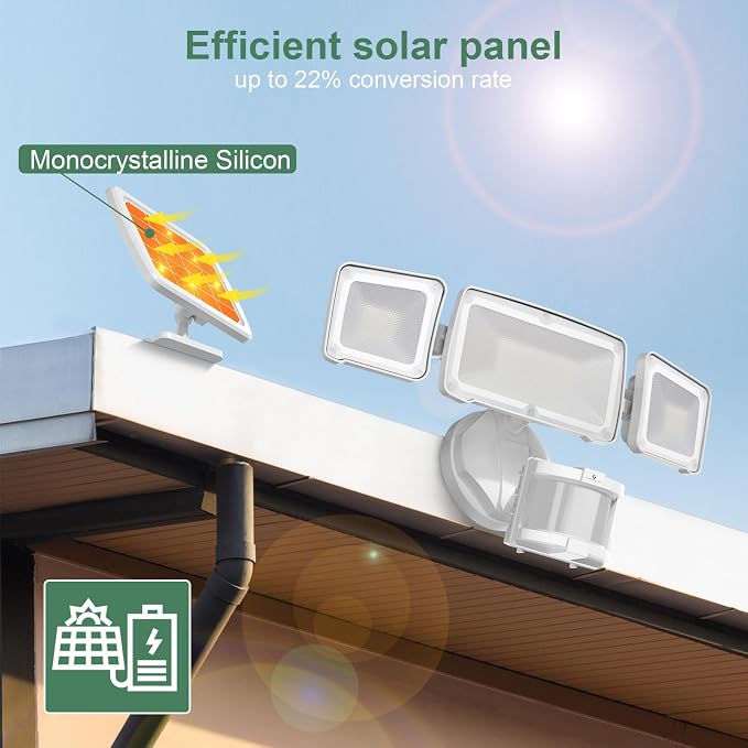 GLORIOUS-LITE Solar Security Lights 2400mAh LED Motion Sensor Light Outdoor - Image 2