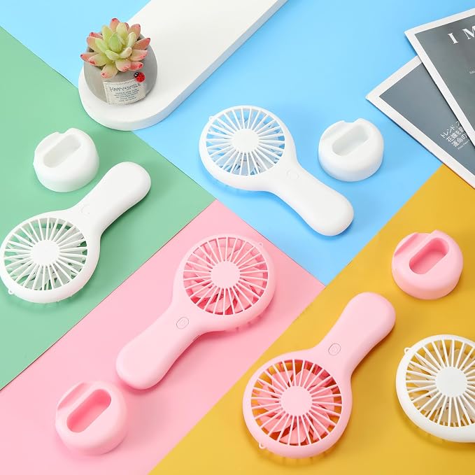 Woanger 12 Pcs Mini Handheld Fan Bulk 3 Speed USB Electric Battery Operated - Image 3