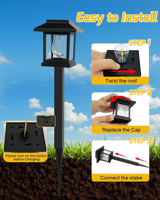 Albelt Solar Pathyway Lights Outdoor, 2 Pack Waterproof Solar Garden Lights - Image 8