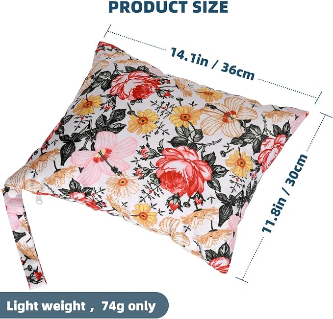 2 Pcs Wet Dry Bags for Baby Cloth Diapers, Washable Travel Bags, Gym Bag for - Image 2