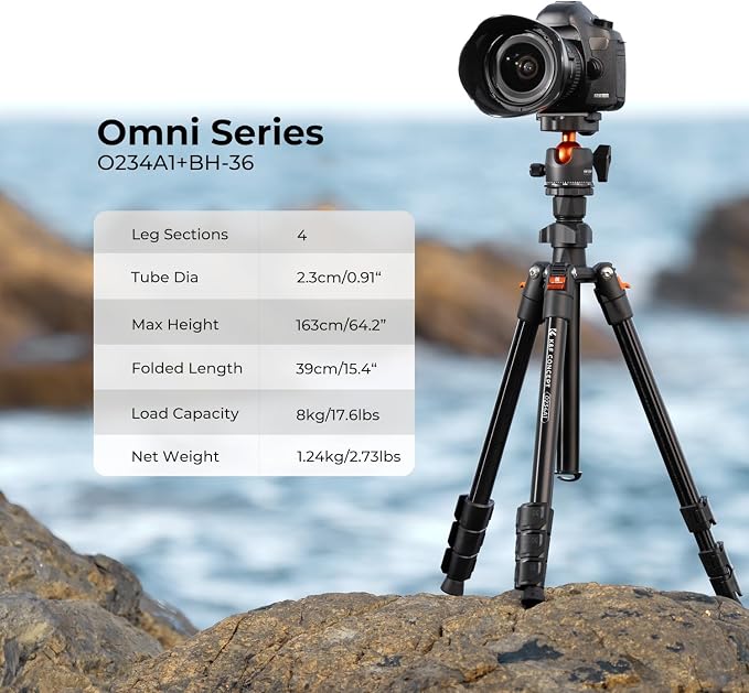 K&F CONCEPT 64 inch/163 cm Camera Tripod, Lightweight Travel Outdoor DSLR - Image 2