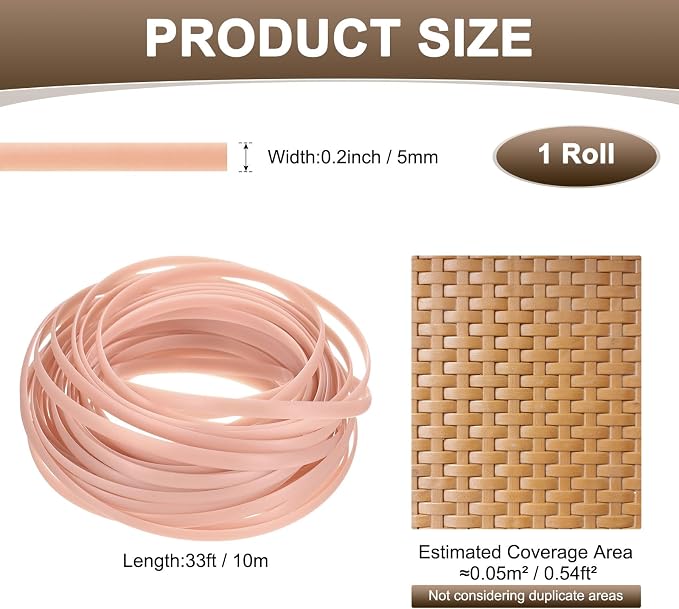 M METERXITY 1-Pack Wicker Repair Kit, 5mm x 33ft/10m Plastic Flat Rattan - Image 3