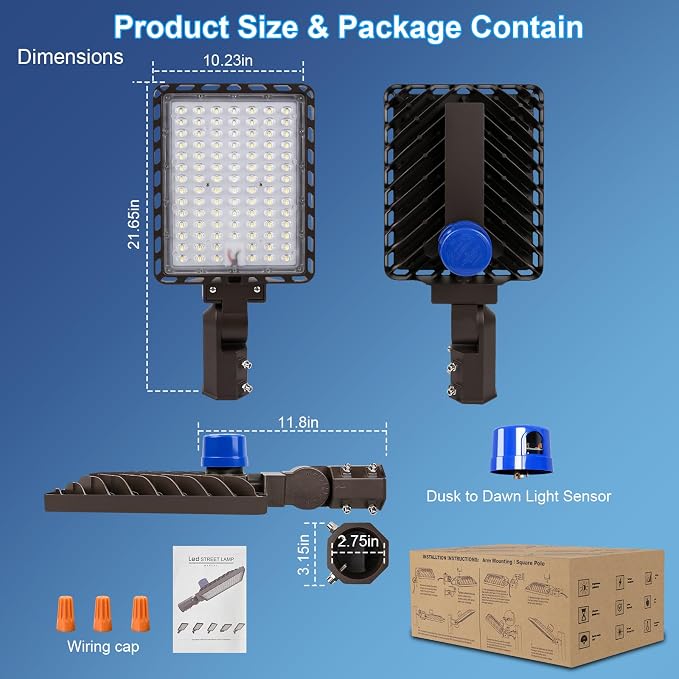 240W LED Parking Lot Light, ETL Listed 36000LM LED Flood Lights Outdoor Dusk to - Image 3