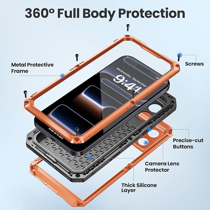 Mitywah Waterproof Case for iPhone 17 Pro Max, Rugged Metal Case - Image 5